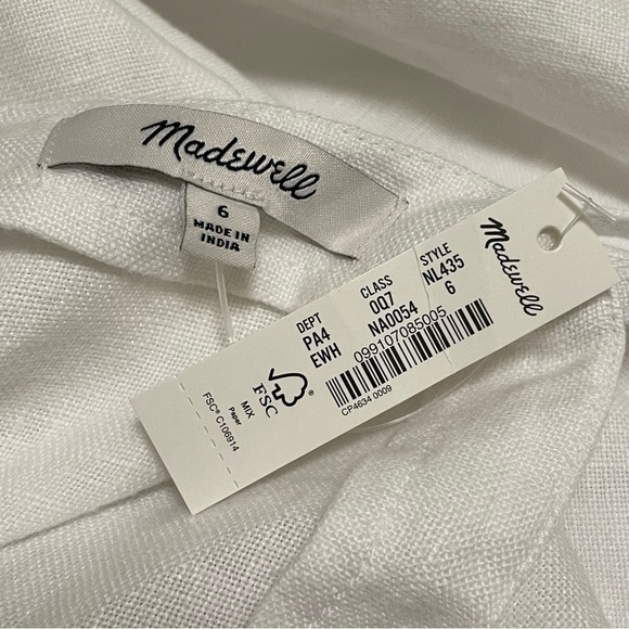 MADEWELL Goldie Midi Dress 100% Linen White Sleeveless Slit Size 6 NWT - Picture 8 of 10